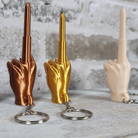 Collapsing Middle Finger Keychain | Fun Fidget Toy | Gag Gift | 3D Printed - Picture 2 of 7